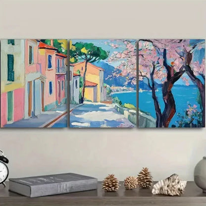 3pcs The cherry blossoms open. (5) Wall Art Set Canvas Unframed - High Quality Print 100% Australian Made Wall Canvas