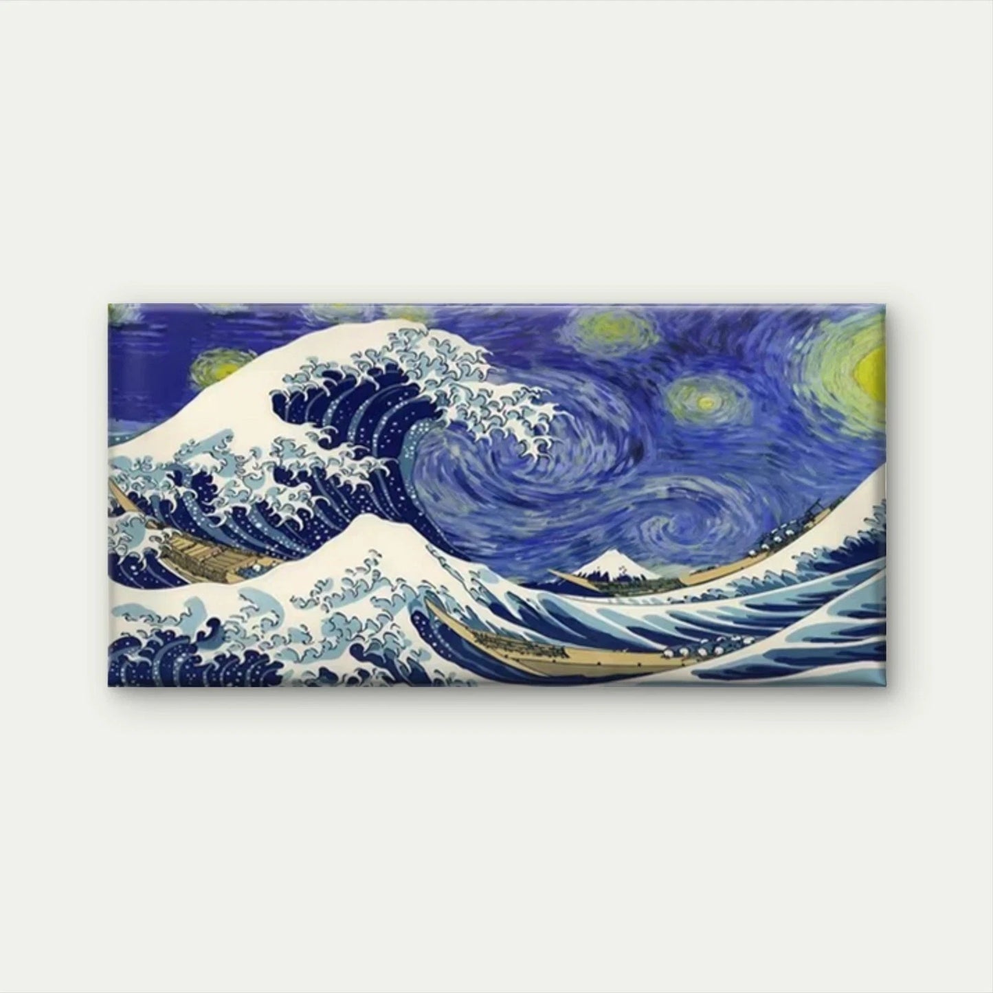 Ocean Wave Painting with Boat Wall Art Canvas Office Home Room Framed 120x60cm