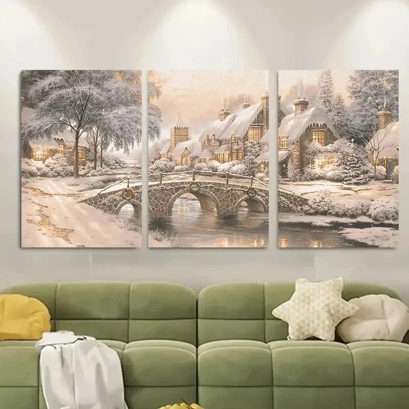 3pcs Antique WinterSamsung Metal Print Ready to Hang Art - Bella Home Decor