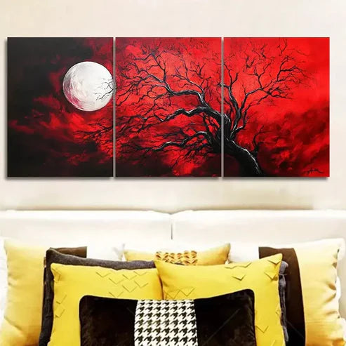 3pcs Tree and Moon Wall Art Canvas Unframed - High Quality Print 100% Australian Made Wall Canvas