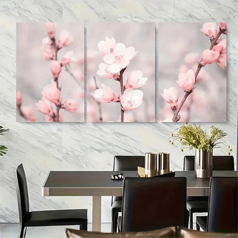 3pcs Spring Apple Tree Blossoms Blooming Flowers Metal Print Ready to Hang Art