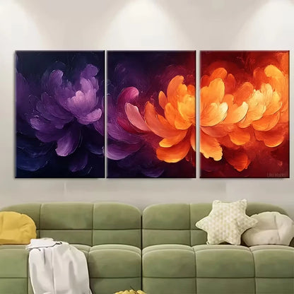 3pcs Warm Oranges Purples Metal Print Ready to Hang Art