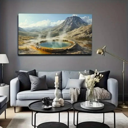 Mystical Landscape Hot Springs Wall Art Canvas Office Home Room Framed 120x60cm