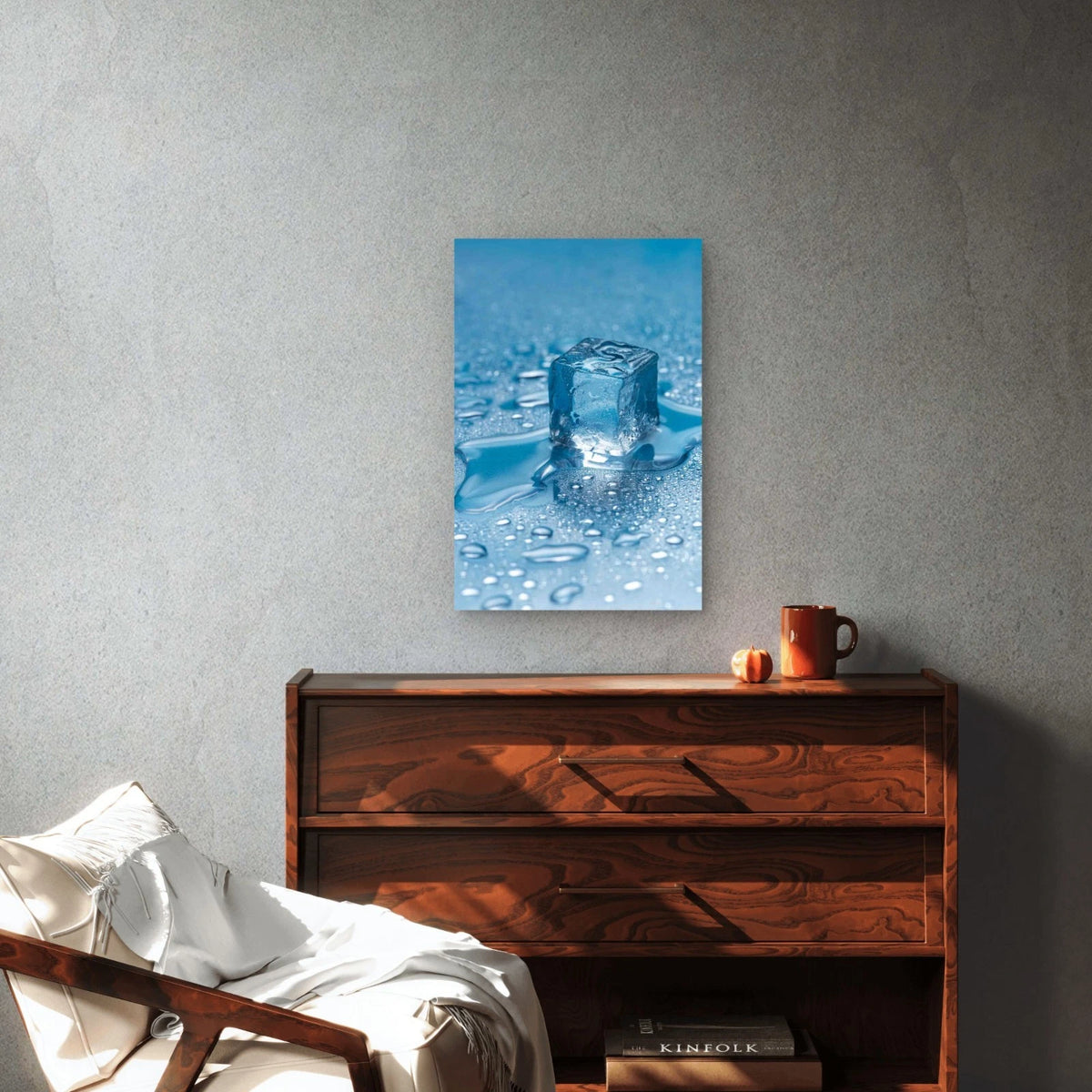 High Angle Ice Cube Still Life Metal Print Ready to Hang