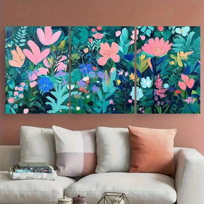 3pcs Colorful Botanical Floral Illustration Metal Print Ready to Hang Art - Bella Home Decor