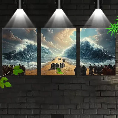 3pcs Ancient Beautiful Sea Division with People Wall Art Canvas Unframed - High Quality Print 100% Australian Made Wall Canvas