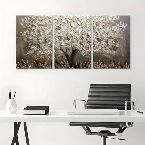 3pcs Leaf Abstract Tree Oil Painting Canvas Framed 60x90cm - High Quality Print 100% Australian Made Wall Canvas Ready to Hang - Bella Home Decor