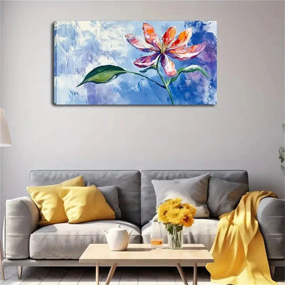 Red & Blue Flowers Modern Home Wall Art Canvas Office Home Room Framed 120x60cm