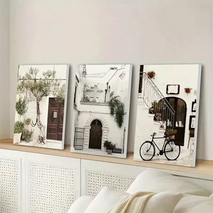 3pcs Italy Cityscape Oil Painting Canvas Framed 60x90cm - High Quality Print 100% Australian Made Wall Canvas Ready to Hang