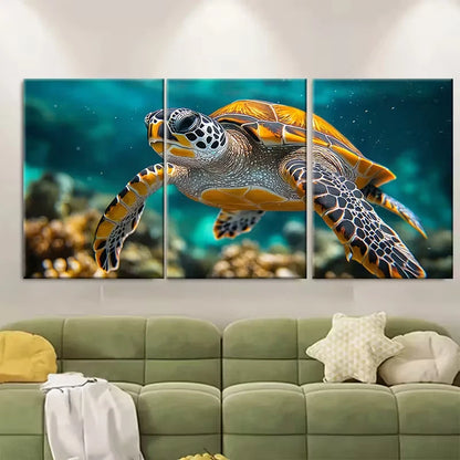 3pcs Turtle Painting Metal Print Ready to Hang Art