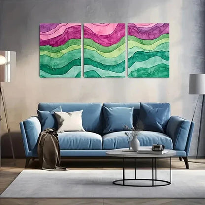 3pcs Summer Rice Paddy Ripples Watercolor Wall Art Set Canvas Unframed - High Quality Print 100% Australian Made Wall Canvas