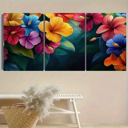 3pcs Tropical Flower ArranSynthetic Wall Art Set Canvas Unframed - High Quality Print 100% Australian Made Wall Canvas - Bella Home Decor