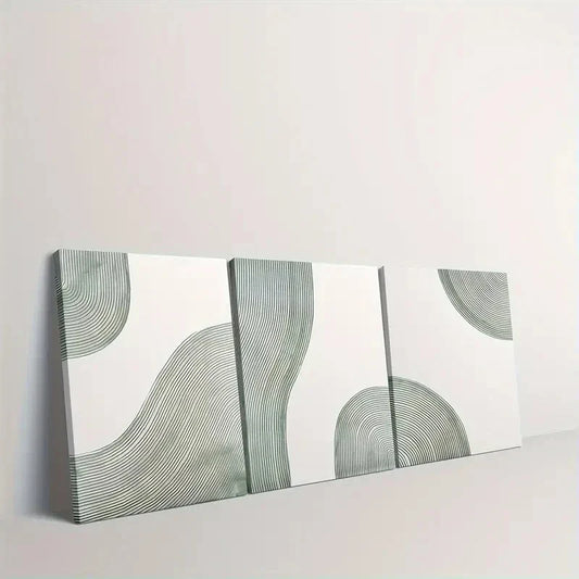 3pcs Green Abstract Line Dining Room Office GW Wall Art Canvas Unframed – High Quality Print 100% Australian Made Wall Canvas