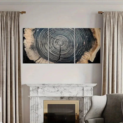 3pcs Tree Rings Annual Ring Natural Landscape Metal Print Ready to Hang Art - Bella Home Decor