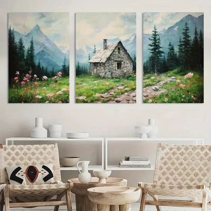 3pcs Painting Nature Forest Mountain Landscape Metal Print Ready to Hang Art - Bella Home Decor