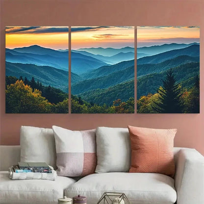 3pcs Great Smoky Mountain National Park Tennesse Wall Art Set Canvas Framed 50x70cm - High Quality Print 100% Australian Made Wall Canvas Ready to Hang