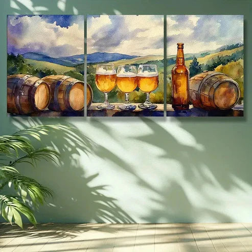 3pcs Wine Glass, Wine Art Painting Wall Art Set Canvas Unframed - High Quality Print 100% Australian Made Wall Canvas