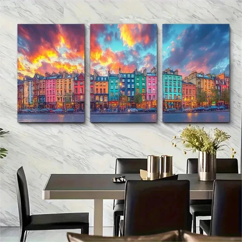 3pcs Dublin Cityscape Landmarks Perfect Wall Art Set Canvas Framed 50x70cm - High Quality Print 100% Australian Made Wall Canvas Ready to Hang - Bella Home Decor