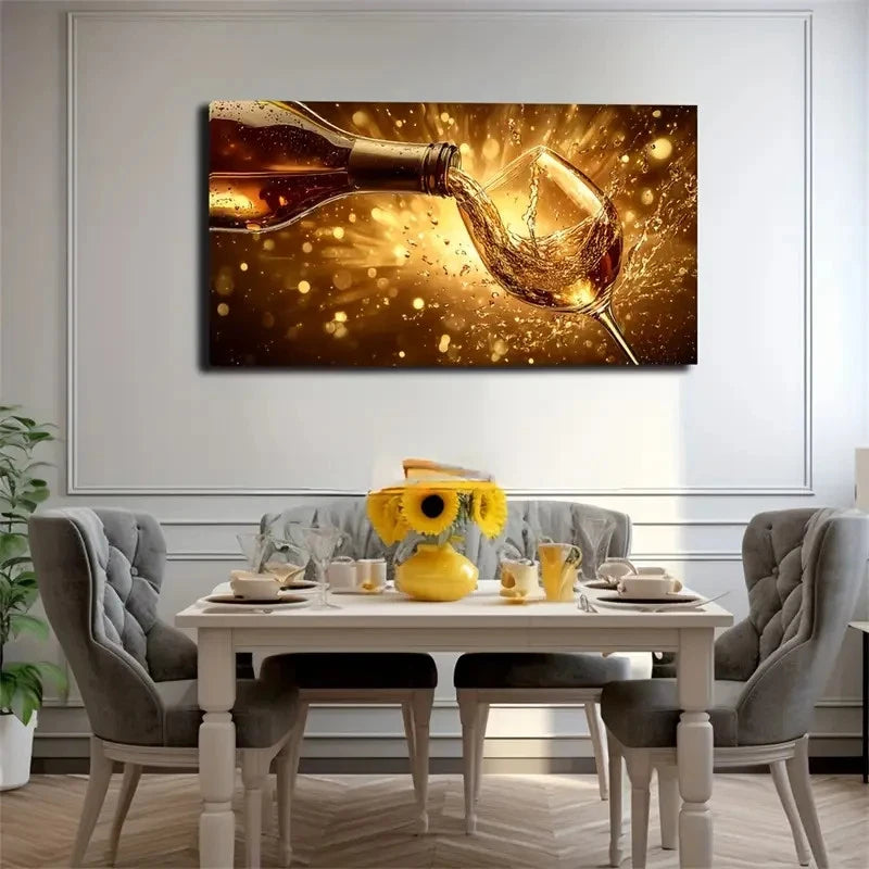 Elegant Warm Golden Sparkle Wall Art Canvas Office Home Room Framed 120x60cm