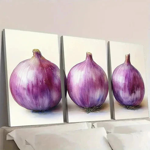 3pcs Onion Painting Wall Art Canvas Unframed - High Quality Print 100% Australian Made Wall Canvas - Bella Home Decor