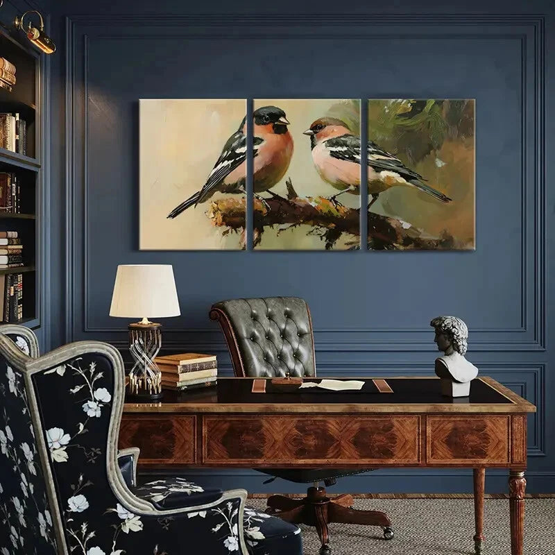 3pcs Birds Perched On Branch Nature Inspired Metal Print Ready to Hang Art - Bella Home Decor