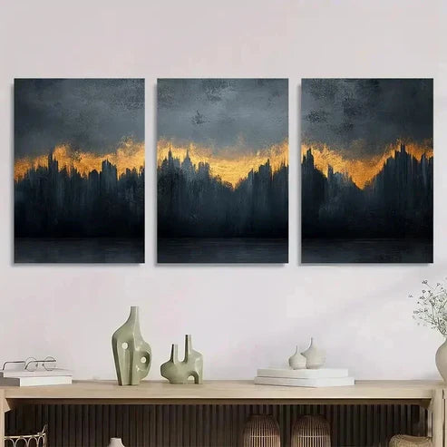 3pcs lack And White Texture Mcinimalist  Wall Art Set Canvas Unframed - High Quality Print 100% Australian Made Wall Canvas