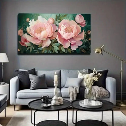 Pink Peony Floral Wall Art Canvas Office Home Room Framed 120x60cm