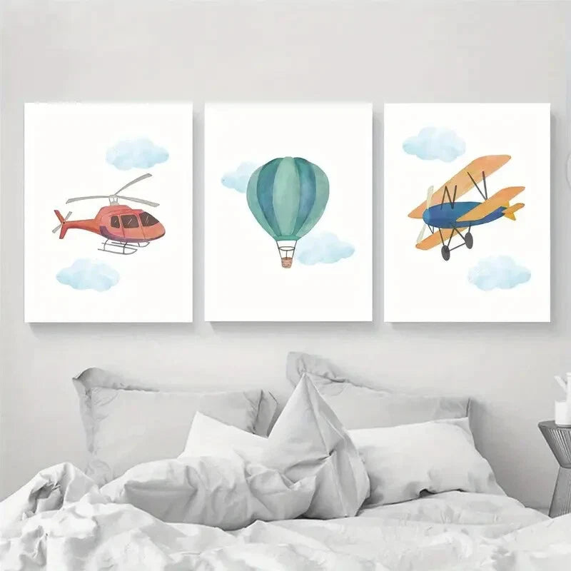 3pcs Artistic Airplane Versatile Seasonal Art Metal Print Ready to Hang Art - Bella Home Decor