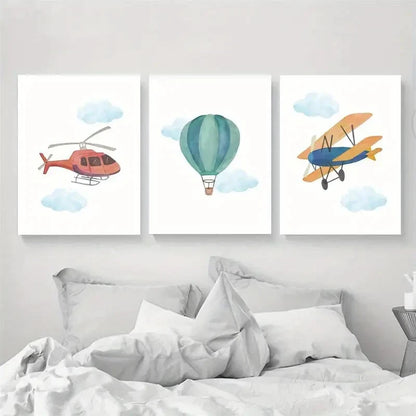 3pcs Artistic Airplane Versatile Seasonal Art Metal Print Ready to Hang Art - Bella Home Decor