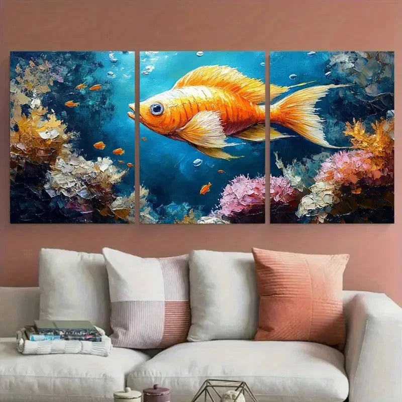3pcs Seashell Underwater Marine Illustration Wall Art Set Canvas Framed 40x60cm - High Quality Print 100% Australian Made Wall Canvas Ready to Hang