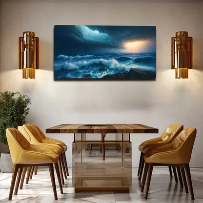 Island Waves Decoration Wall Art Canvas Office Home Room Framed 120x60cm