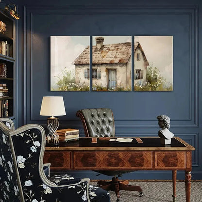 3pcs Rustic Cottage Vintage House Pastoral Scene Metal Print Ready to Hang Art - Bella Home Decor