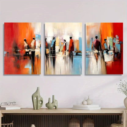 3pcs African American Abstract Street Scene Metal Print Ready to Hang Art - Bella Home Decor