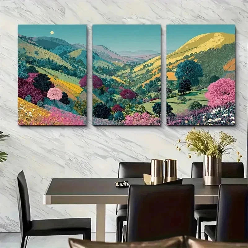 3pcs Peak District National Park Nature Perfect Wall Art Set Canvas Framed 50x70cm - High Quality Print 100% Australian Made Wall Canvas Ready to Hang
