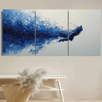 3pcs Underwater Blue Abstract Ocean Art Wall Art Set Canvas Framed 50x70cm - High Quality Print 100% Australian Made Wall Canvas Ready to Hang