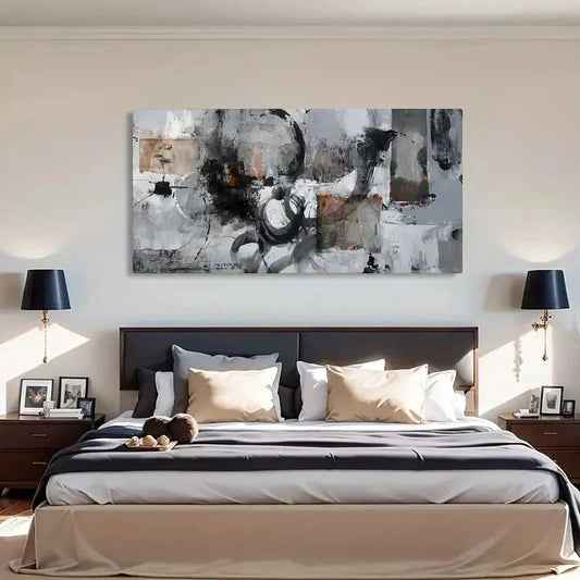 Abstract Black & Grey Modern Wall Art Canvas Office Home Room Framed 120x60cm