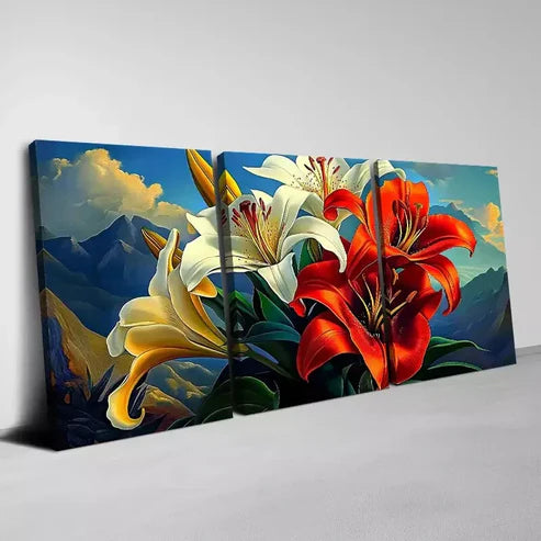 3pcs Charming Abstract Color Modern Florals Mountains Wall Art Canvas Unframed - High Quality Print 100% Australian Made Wall Canvas