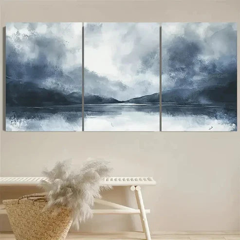 3pcs Gray Watercolor Landscape Wall Art Set Canvas Unframed - High Quality Print 100% Australian Made Wall Canvas