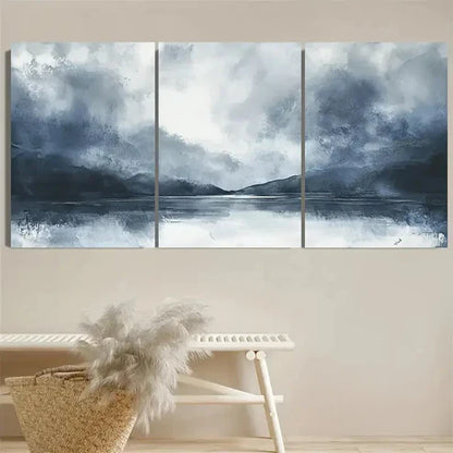 3pcs Gray Watercolor Landscape Wall Art Set Canvas Unframed - High Quality Print 100% Australian Made Wall Canvas