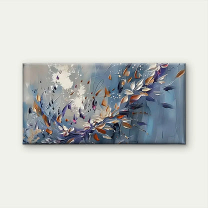 Blue White Flowers Abstract Wall Art Canvas Office Home Room Framed 120x60cm