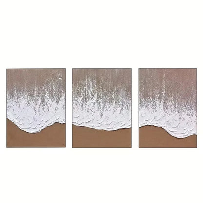 Share 3pcs Black and White Ocean Waves Crashing  Wall Art Set Canvas Framed 40x60cm - High Quality Print 100% Australian Made Wall Canvas Ready to Hang
