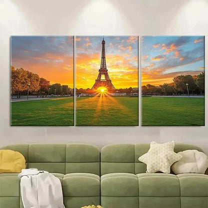 3pcs Eiffel Tower Sunset Wall Art EW  Wall Art Set Canvas Framed 40x60cm - High Quality Print 100% Australian Made Wall Canvas Ready to Hang - Bella Home Decor