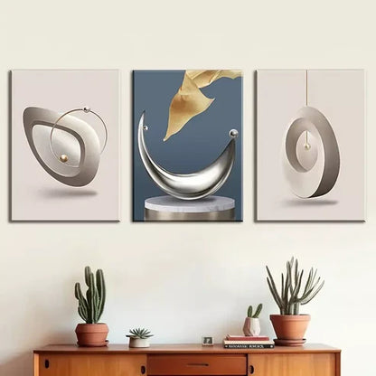 3pcs light luxury three-dimensional geometric Wall Art Set Canvas Unframed - High Quality Print 100% Australian Made Wall Canvas