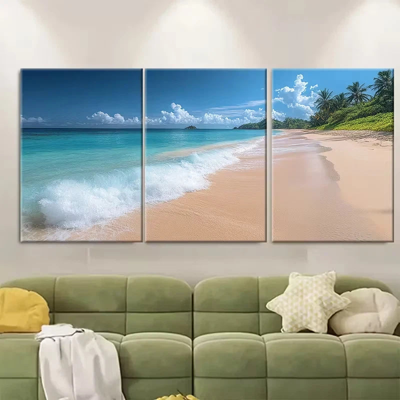 3pcs Seychelles Beach Seascape Metal Print Ready to Hang Art