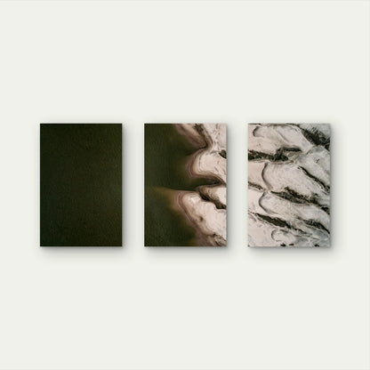 3pcs Dark Contemporary Abstract Nature Sand Wall Art Set Canvas Framed 50x70cm - High Quality Print 100% Australian Made Wall Canvas Ready to Hang