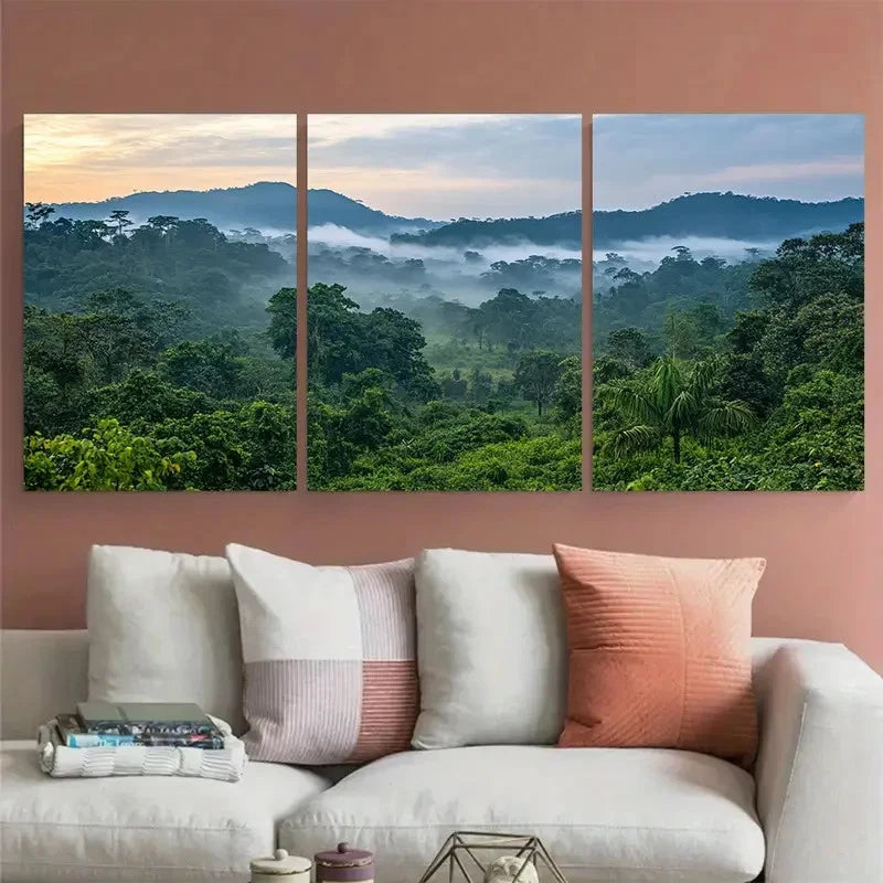 3pcs Gabon Lope National Park Loango Illustration Metal Print Ready to Hang Art - Bella Home Decor