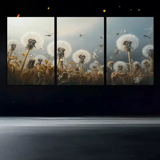 3pcs Charming Dandelion Wall Art Set Canvas Framed 50x70cm - High Quality Print 100% Australian Made Wall Canvas Ready to Hang