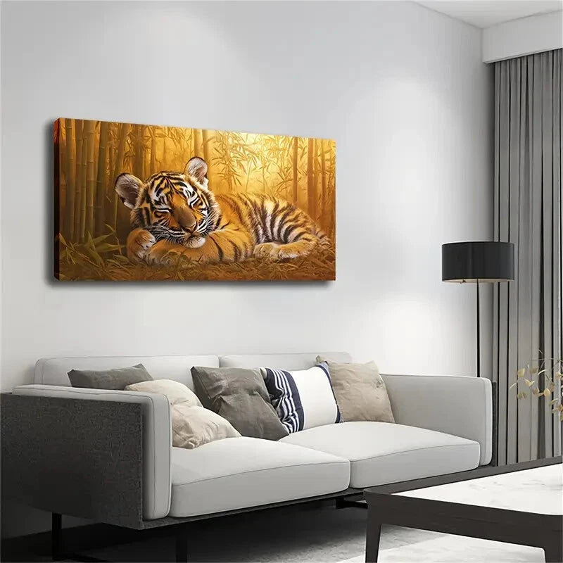 A Small Tiger Is Sleeping Peace Wall Art Canvas Office Home Room Framed 120x60cm - Bella Home Decor