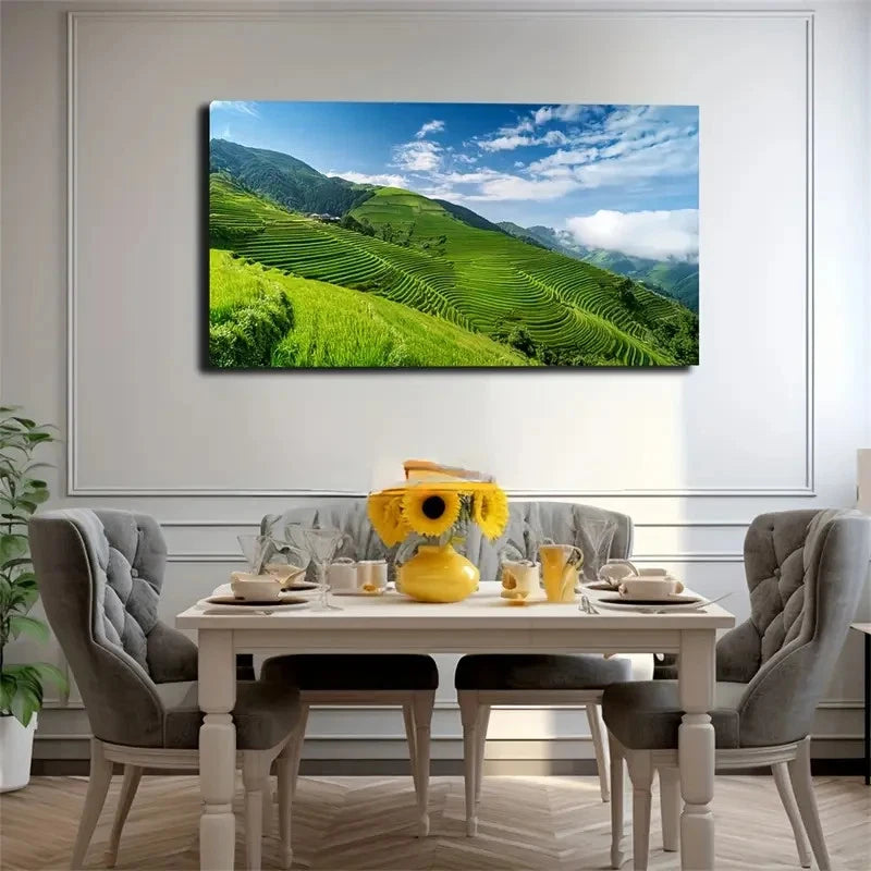 Green Mountain Spring Wall Art Canvas Office Home Room Framed 120x60cm
