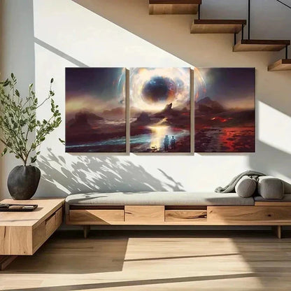 3pcs Alien Planet Mountain Black Hole Wall Art Canvas Unframed – High Quality Print 100% Australian Made Wall Canvas - Bella Home Decor